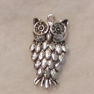 Owl Pendant Necklace with Pinwheel Eyes